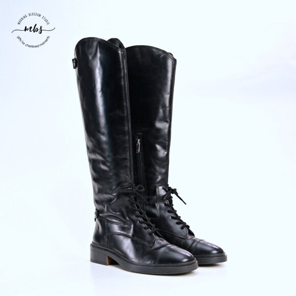 Vince Camuto Sirdola Leather Riding Boots Black Women US 8.5 EU 39 - Picture 1 of 15